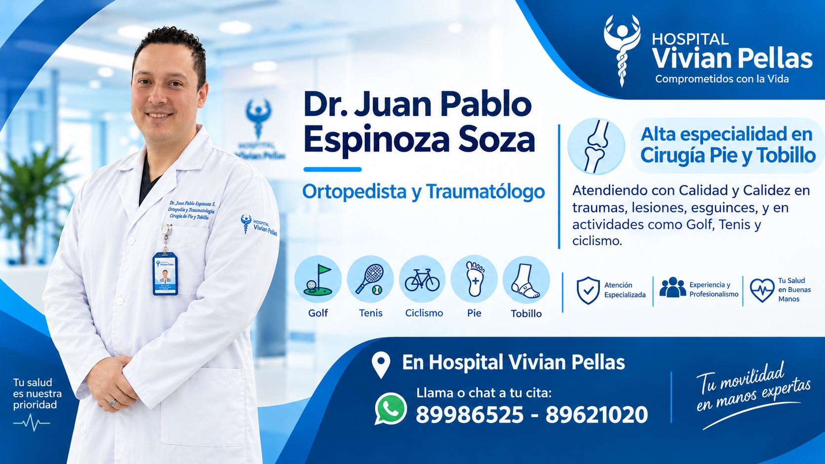 Dr. Juan Pablo Espinoza Soza, Ortopedista y Traumatólogo